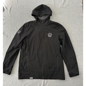 Dixxon Flannel Jacket Mens XL Black Hooded Softshell Windbreaker Technical Form